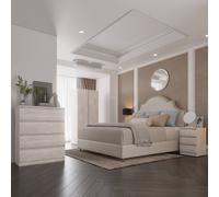 Malvern 2 Door Wardrobe Bedroom Set Urban Snow Beige 4 Items