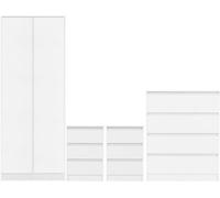Seconique Malvern 2 Door Wardrobe Bedroom Set White With Chest And X2 Bedsides