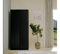 Seconique Malvern 2 Door Wardrobe In Black Finish Hanging Rail And Shelf