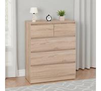 Seconique Malvern 3+2 Drawer Chest - Sonoma Oak in Light Oak Seconique Light Oak