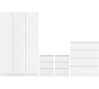 Seconique Malvern 3 Door Wardrobe Bedroom Set White With Chest And X2 Bedsides