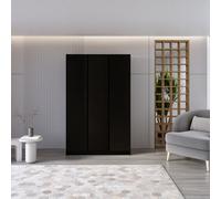 Seconique Malvern 3 Door Wardrobe In Black Finish Hanging Rail And Shelving