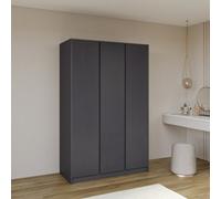 Seconique Malvern 3 Door Wardrobe In Grey Finish Hanging Rail And Shelving