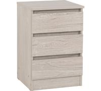 Seconique Malvern 3 Drawer Bedside in Urban Snow