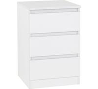 Seconique Malvern 3 Drawer Bedside in White