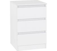 Seconique Malvern 3 Drawer Bedside in White