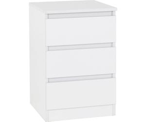 Seconique Malvern 3 Drawer Bedside in White