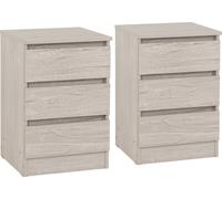 Seconique Malvern 3 Drawer Bedside (PAIR) in Light Stone Seconique Light Stone