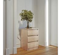 Seconique Malvern 3 Drawer Bedside Sonoma Oak Effect