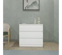 Seconique Malvern 3 Drawer Chest In White Recessed Handles