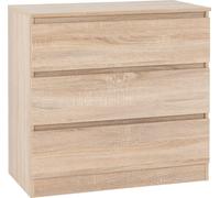 Seconique Malvern 3 Drawer Chest Sonoma Oak Effect Metal Runners