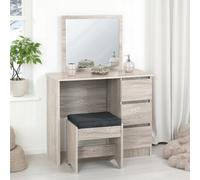 Seconique Malvern 3 Drawer Dressing Table Set - Urban Snow/steel Fabric