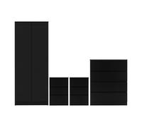 Seconique Malvern 4 Piece Bedroom Set With 2 Door Double Wardrobe - Black