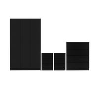Seconique Malvern 4 Piece Bedroom Set with 3 Door Triple Wardrobe - Black