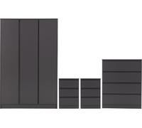 Seconique Malvern 4 Piece Bedroom Set with 3 Door Triple Wardrobe - Grey