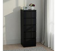 Seconique Malvern 5 Drawer Narrow Chest - Black