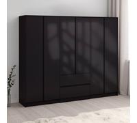 Seconique Malvern 6 Door 2 Drawer Wardrobe-Black in Black Seconique Black