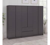 Seconique Malvern 6 Door 2 Drawer Wardrobe-Grey in Grey Seconique Grey