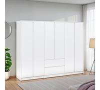 Seconique Malvern 6 Door 2 Drawer Wardrobe-White in White Seconique White