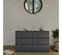 Seconique Malvern 6 Drawer Chest Grey Recessed Handles Metal Runners