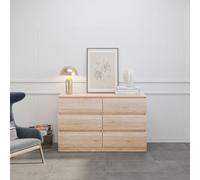 Seconique Malvern 6 Drawer Chest Sonoma Oak Effect Metal Runners