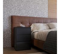 Seconique Malvern Pair Of Bedsides 3 Drawer Black Finish Recessed Handles