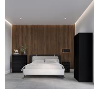 Seconique Malvern Trio Bedroom Set Wardrobe Chest Of Drawers Bedside Black Finish