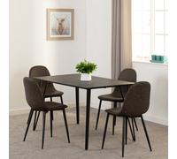 Seconique Marlow Dining Set With Athens Chairs - Black Marble Effect/black/brown Faux Leather