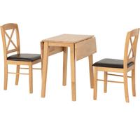 Seconique Mason Oak Varnish Brown Drop Leaf Dining Set 2 Chairs