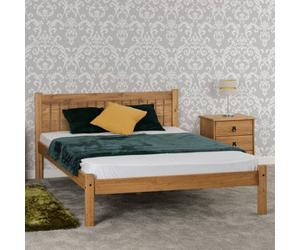 Seconique Maya Small Double 4Ft Solid Distressed Wax Pine Wood Bed Frame