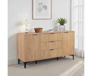 Seconique Miami 2 Door 3 Drawer Sideboard - Oak Effect/black