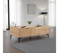 Seconique Miami 2 Drawer Coffee Table - Oak Effect / Black in Light Oak Seconique Light Oak