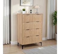 Seconique Miami 3+2 Drawer Chest - Oak Effect / Black in Light Oak Seconique Light Oak