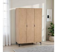 Seconique Miami 3 Door Wardrobe - Oak Effect / Black in Light Oak Seconique Light Oak