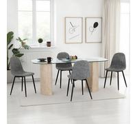 Seconique Modena Dining Set With Athens Chairs - Grey Faux Leather
