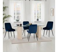 Seconique Modena Dining Set with Avery Chairs in Blue Seconique Blue