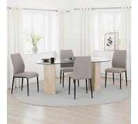Seconique Modena Dining Set with Chilton Chairs in Light Grey Seconique Light Grey