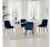 Seconique Modena Dining Set With Sapphire Blue Velvet Avery Chairs