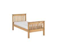 Seconique Monaco 3' Single Solid Distressed Waxed Pine High Foot End Bed Frame