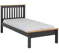 Seconique Monaco 3' Low End Bed - Grey/Oak Effect, Grey