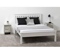 Monaco King 5ft-150cm MDF Bed Frame Low Foot End White With Pine Slats