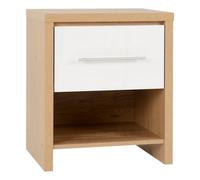 Seconique Multi Pack Of 2 - Seville 1 Drawer Bedside Table - L39 X W56 X H47 Cm - White High Gloss/light Oak