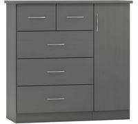 Seconique Nevada 1 Door 5 Drawer Low Wardrobe Grey Effect