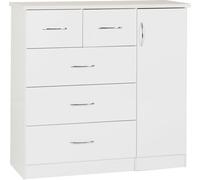 Seconique Nevada 1 Door 5 Drawer Low Wardrobe White Gloss