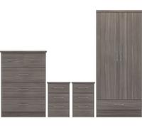 Seconique Nevada 2 Door 1 Drawer Wardrobe Bedroom Set Black Wood Grain