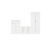 Seconique Nevada 2 Door 1 Drawer Wardrobe Bedroom Set - White Gloss, White
