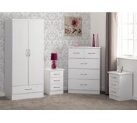 Seconique Nevada 2 Door 1 Drawer Wardrobe Bedroom Set in White Seconique White