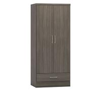 Seconique Nevada 2 Door 1 Drawer Wardrobe - Black Wood Grain