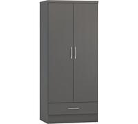 Seconique Nevada 2 Door 1 Drawer Wardrobe in 3D Effect Grey