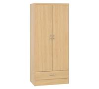Seconique Nevada 2 Door 1 Drawer Wardrobe - Sonoma Oak Effect, Brown